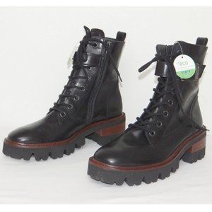 PAUL GREEN Dynamite lug sole leather combat boots US 7.5 Black